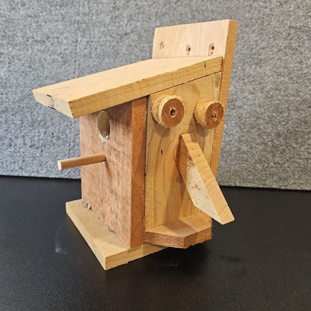 Homemade Wood Bird House Quirky‎ Rustic 10x9x7